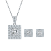 Exquisite Square S925 Silver Plated Platinum Moissanite Diamond Pendant Earnail Set 3